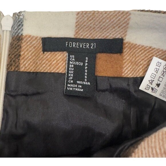 Forever 21 Skirt Womens Small Brown Plaid Mini Pockets Button Front Business - Picture 6 of 13